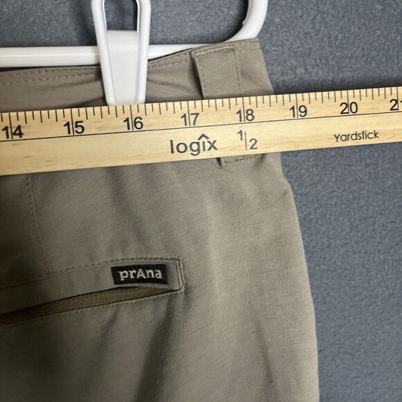 prAna Shorts Mens 36 Beige Tan Rotham Casual Outdoor Hiking Stretch Preppy Logo - Picture 6 of 8
